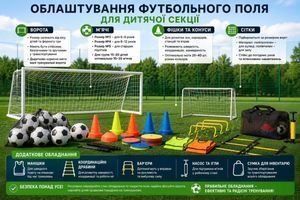 Як обладнати футбольне поле для дитячої секції: ворота, м&rsquo;ячі, фішки та сітки