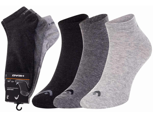 Шкарпетки Head SNEAKER 3P UNISEX сірий, білий, чорний Уні 43-46 00000020822