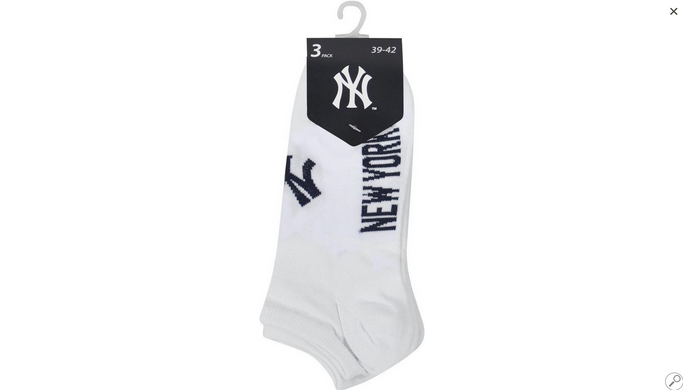 Шкарпетки New York Yankees 3 pk Sneaker білий Уні 43-46 00000013106