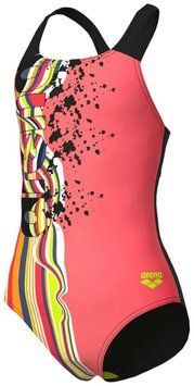 Купальник закритий для дівчат Arena PALETTE SWIMSUIT SWIM PRO BACK кораловий, чорний Діт 00000037814