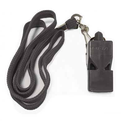 Свисток арбітра пластиковий зі шнурком Meta Whistle plastic classic with lanyard чорний Уні OFSM 1010002401