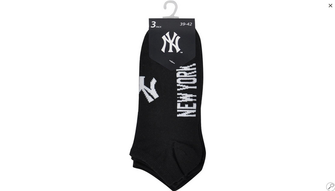 Шкарпетки New York Yankees 3 pk Sneaker чорний Уні 39-42 00000013108
