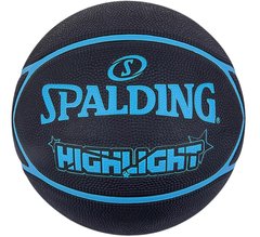М'яч баскетбольний Spalding Highlight чорний, синій Уні 7 00000024526