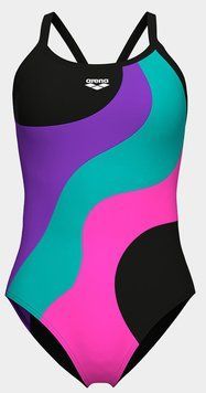 Купальник закритий для жінок Arena MULTI SLICES SWIMSUIT LIGHTDRO чорний, бузковий, бірюзовий, рожевий Жін  008094-598