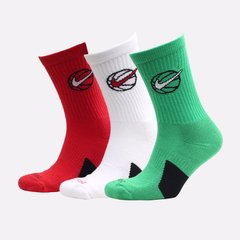 Шкарпетки Nike U NK CREW EVERYDAY BBALL 3PR білий, зелений, червоний Уні 38-42 00000017045