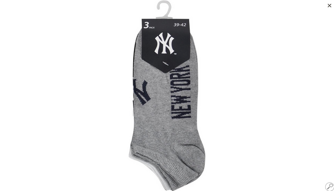 Шкарпетки New York Yankees 3 pk Sneaker чорний, білий, сірий Уні 35-38 00000013110
