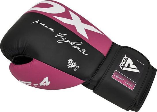 Боксерські рукавиці RDX BOXING GLOVES REX F4 чорний, рожевий  BGR-F4P