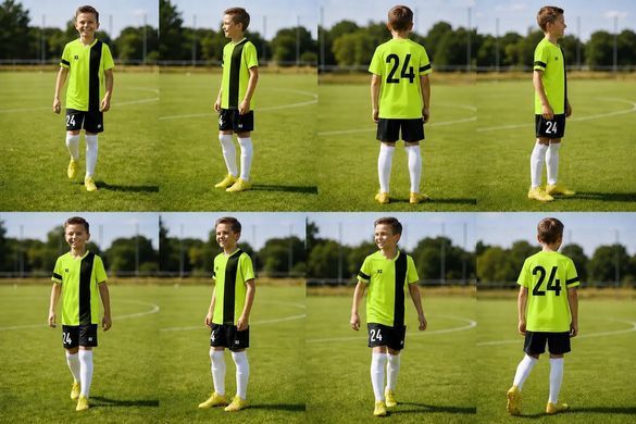 Дитяча футбольна форма X2 League (футболка+шорти), розмір S (салатовий/чорний) DX2001LG/BK