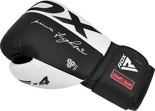Боксерские перчатки RDX BOXING GLOVES REX F4 черный, белый  BGR-F4B