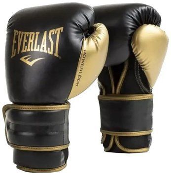 Боксерские перчатки EVERLAST POWERLOCK 2R TRAINING GLOVE черный, золотой Уни P00002661