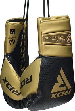 Боксерские перчатки RDX BOXING GLOVES MARK PRO TRAINING TRI LIRA 1 черный, золотой  BGM-PTTL1G
