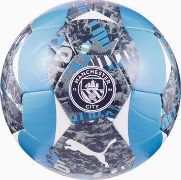 М'яч футбольний Puma MCFC Prematch Ball сірий, блакитний 5 (084548-74) 084548-74