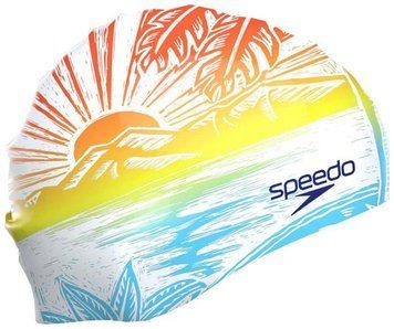 Шапка для плавання Speedo SLOGAN PRT CAP AU/AF/AM білий, синій, помаранчевий Уні One Size 8-0838517394