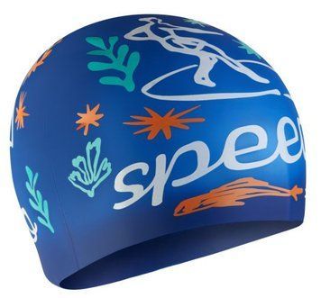Шапка для плавання Speedo SLOGAN PRT CAP JU/JF/JM синій, білий Діт OSFM 8-0838616700
