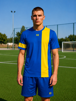 Футбольная форма X2 League (футболка+шорты), размер S (синий/жёлтый) X2001BL/YW