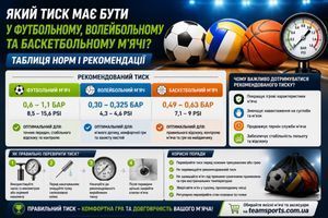 Який тиск має бути у футбольному, волейбольному та баскетбольному м'ячі: таблиця норм і рекомендації