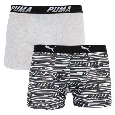 Труси-боксери Puma LOGO AOP BOXER 2P сірий, білий, чорний Чол S 00000009289