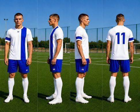 Футбольна форма X2 League (футболка+шорти), розмір S (білий/синій) X2001W/BL
