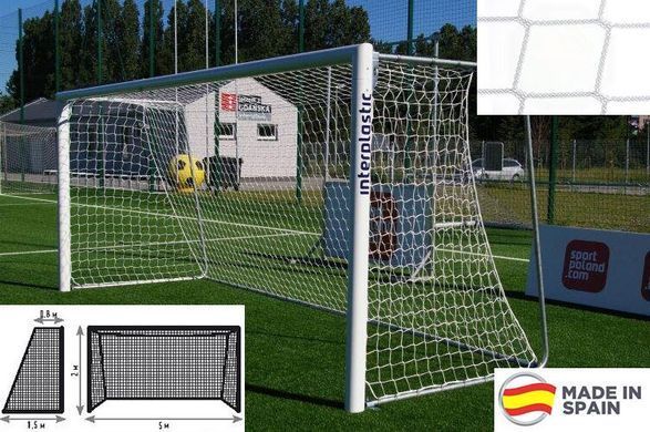 Футбольна сітка 5х2x0,8x1,5м. (Юніорська), шнур 3-3,5мм. (PP, white) "El Leon De Oro" 12443080000 12443080000