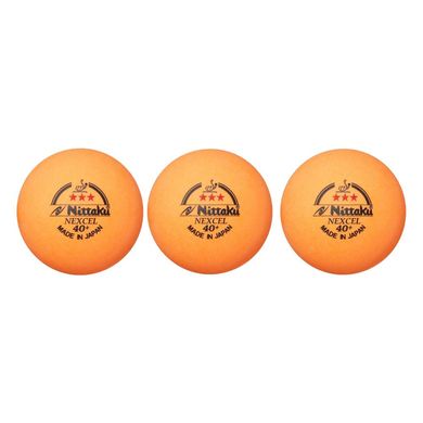 М'ячі для настільного тенісу Nittaku Nexcel R40+ 3* ITTF 3шт., помаранчеві bne3