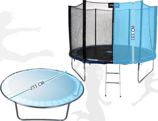Батут THUNDER OUTSIDE PRO с наружной сеткой 8 футов 244 см черно-голубой OUTSIDE-PRO-8FT-BLUE