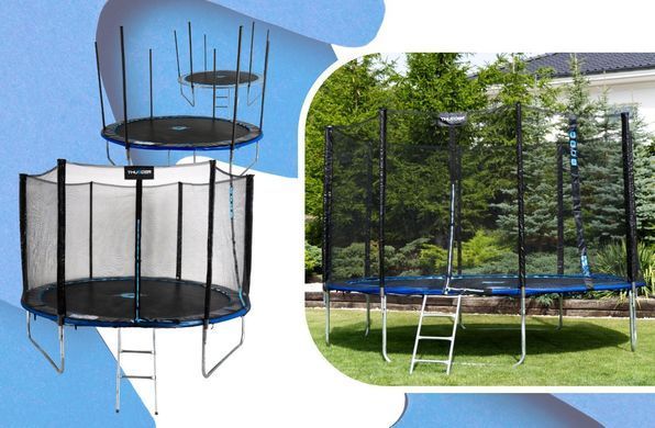 Батут THUNDER OUTSIDE PRO с наружной сеткой 8 футов 244 см черно-голубой OUTSIDE-PRO-8FT-BLUE