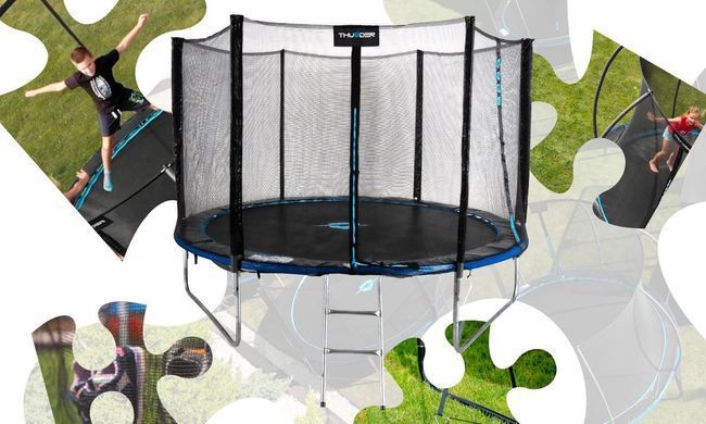 Батут THUNDER OUTSIDE PRO с наружной сеткой 8 футов 244 см черно-голубой OUTSIDE-PRO-8FT-BLUE