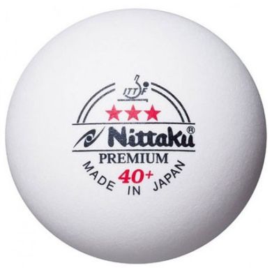 М'ячі для настільного тенісу Nittaku Premium R40+ 3* ITTF 3шт., білі bnp3
