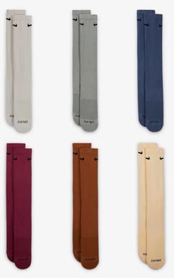 Шкарпетки Nike U NK ED PLS CSH CRW 6PR - 132 білий, сірий, синій, червоний, рожевий Чол  00000026051