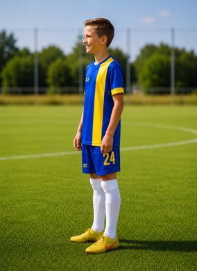 Дитяча футбольна форма X2 League (футболка+шорти), розмір M (синій/жовтий) DX2001B/YE