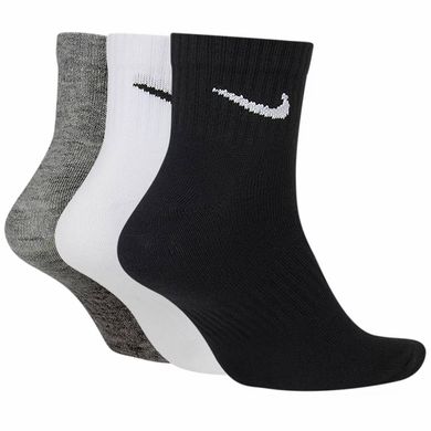 Шкарпетки Nike U NK EVERYDAY LTWT ANKLE 3PR чорний, білий, сірий Уні 38-42 00000015013