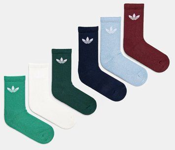 Шкарпетки Adidas TR CREW S 6P зелений, білий, блакитний, чорний, темно-зелений, бордовий Уні S (37-39) JI9504