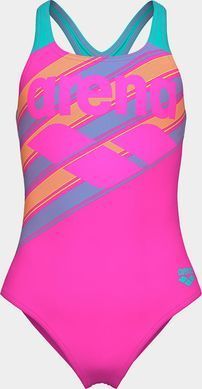 Купальник закрытый для девочек Arena LINES SWIMSUIT SWIM PRO BACK L розовый, бирюзовый 128 см 003550-980