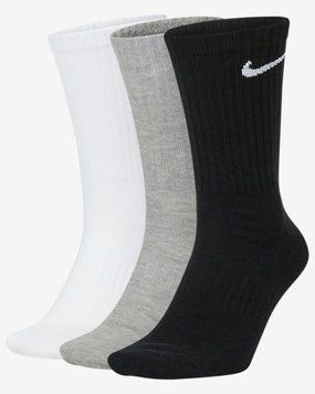 Шкарпетки Nike U NK EVERYDAY LTWT CREW 3PR чорний, білий, сірий Уні 46-50 SX7676-901