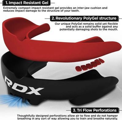 Капа RDX MOUTH GUARD JUNIOR чорний, червоний One Size GGS-3GRJ