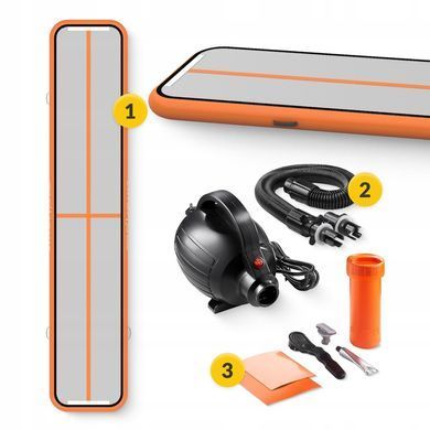 Гімнастична доріжка мат надувний AirTrack 4FIZJO Air Track Mat 500 x 100 x 15 см White/Orange 5907739311795