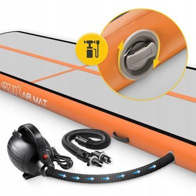 Гімнастична доріжка мат надувний AirTrack 4FIZJO Air Track Mat 500 x 100 x 15 см White/Orange 5907739311795