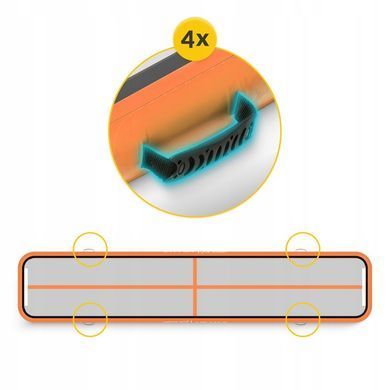 Гімнастична доріжка мат надувний AirTrack 4FIZJO Air Track Mat 500 x 100 x 15 см White/Orange 5907739311795