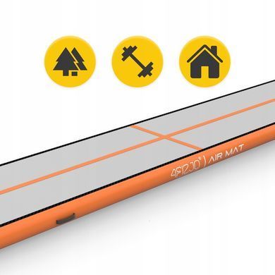 Гімнастична доріжка мат надувний AirTrack 4FIZJO Air Track Mat 500 x 100 x 15 см White/Orange 5907739311795