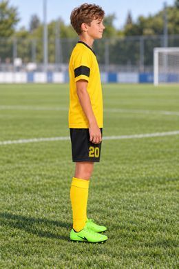 Дитяча футбольна форма X2 League II (футболка+шорти), розмір S (жовтий/чорний)  DX2003Y/BK