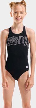 Купальник закритий для дівчат Arena GRAPHIC SWIMSUIT V BACK чорний, білий 128 см 006680-501