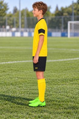 Дитяча футбольна форма X2 League II (футболка+шорти), розмір M (жовтий/чорний)  DX2003Y/BK