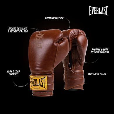 Боксерські рукавиці Everlast 1910 CLASSIC TRAINING GLOVE коричневий 16 унцій P00002502
