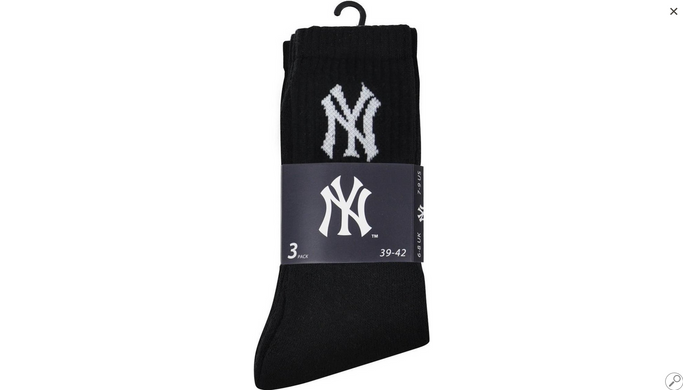 Шкарпетки New York Yankees 3 pk Crew чорний Уні 43-46 00000013090