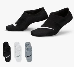 Шкарпетки Nike U NK EVERYDAY PLUS LTWT FOOTIE 3PPK чорний, білий, сірий Жін 38-42 00000021021