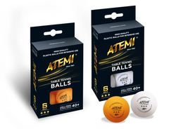 Мячи для настольного тенниса Atemi 3* 6шт., оранжевые
