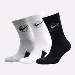 Шкарпетки Nike U NK CREW EVERYDAY BBALL 3PR чорний, білий, сірий Уні 46-50 00000012599