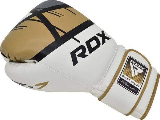 Боксерські рукавиці RDX BOXING GLOVES BGR-F7 білий, золотий 16 унцій BGR-F7GL